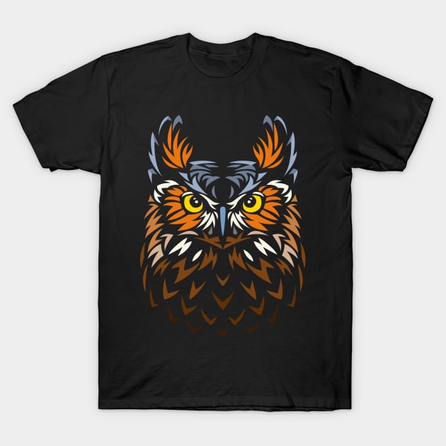 Tribal Owl T-Shirt by albertocubatas